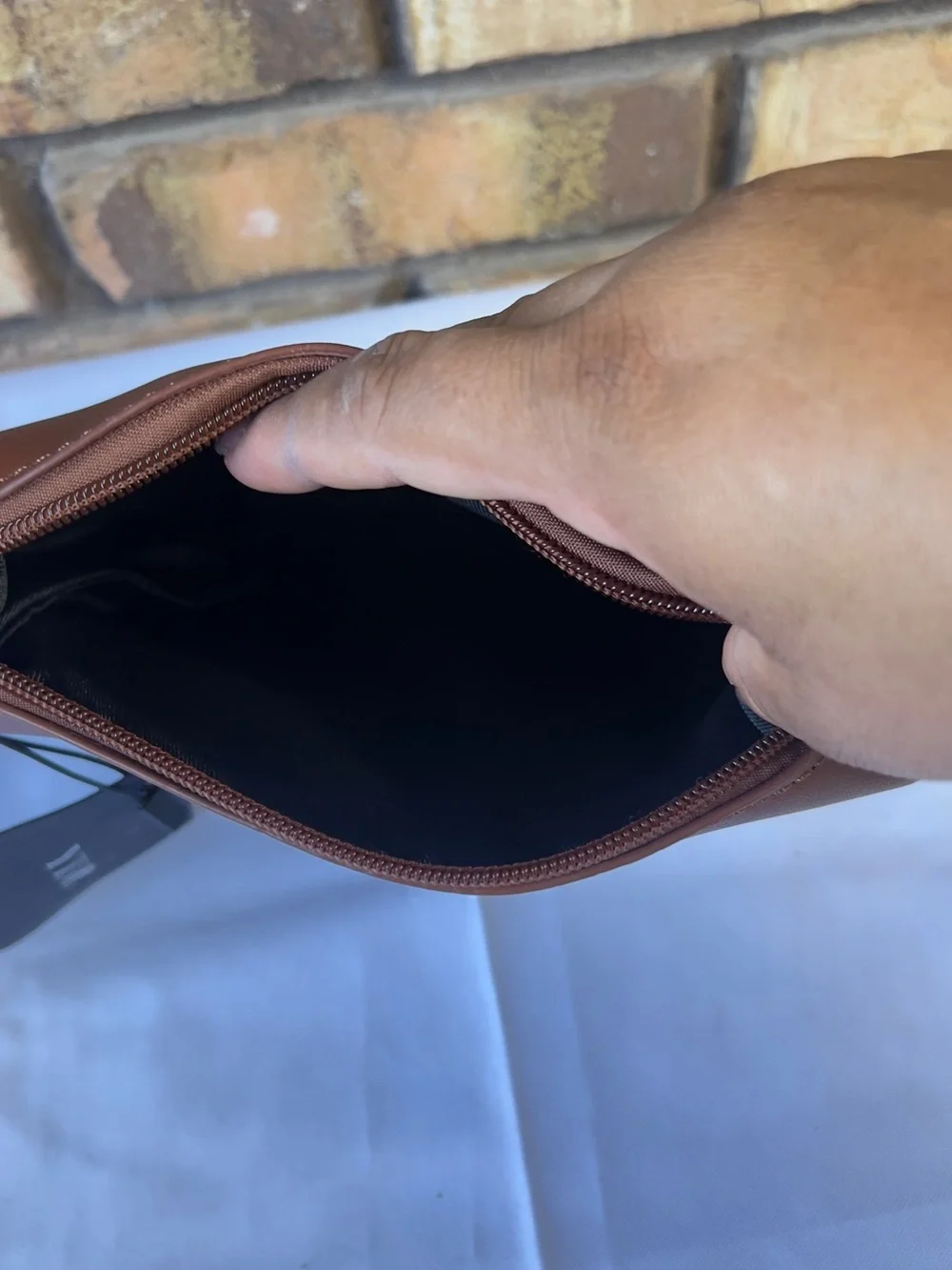 Classic Tan Cosmetic Pouch with Zip Closure